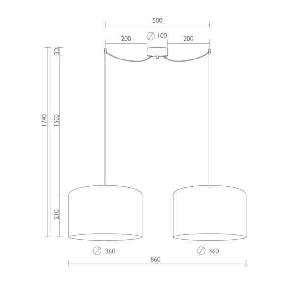 Черна висяща лампа с две рамена и златист интериор , ⌀ 36 cm Mika - Sotto Luce-image-2