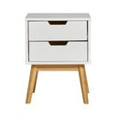 Бяла нощна масичка от масивна борова дървесина Baku - Marckeric