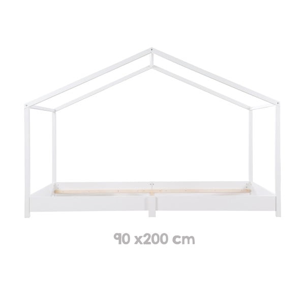 Бяло детско легло тип къща 90x200 cm Montessori – Roba-image-3