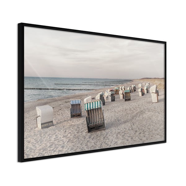 Плакат в рамка , 60 x 40 cm Baltic Beach Chairs - Artgeist