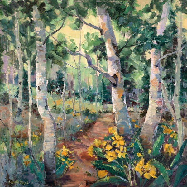 Obraz Four Seasons Aspens, 55x55 cm