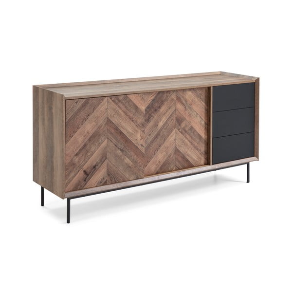 Комод с чекмеджета в дъб и черен декор Utah - Marckeric-image-2