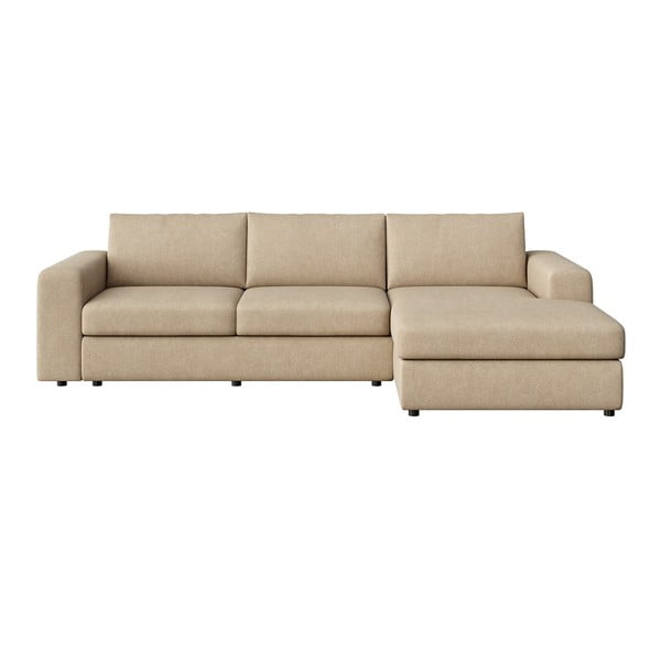Светлокафяв кадифен ъглов диван (десен ъгъл) Baga – Rodier