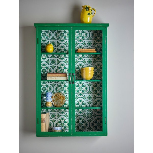 Зелена висяща витрина от масивна ела 81x122x22 cm Hazem – Bloomingville-image-1