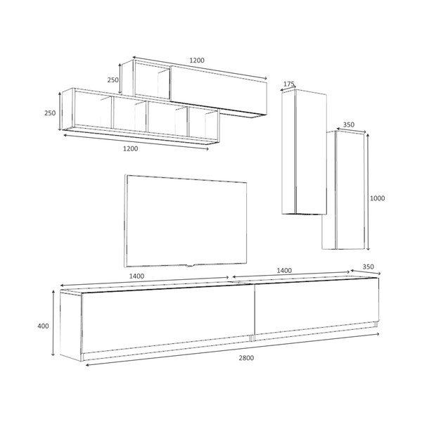 Бяла маса за телевизор 140x40 cm Dona - Gauge Concept-image-3