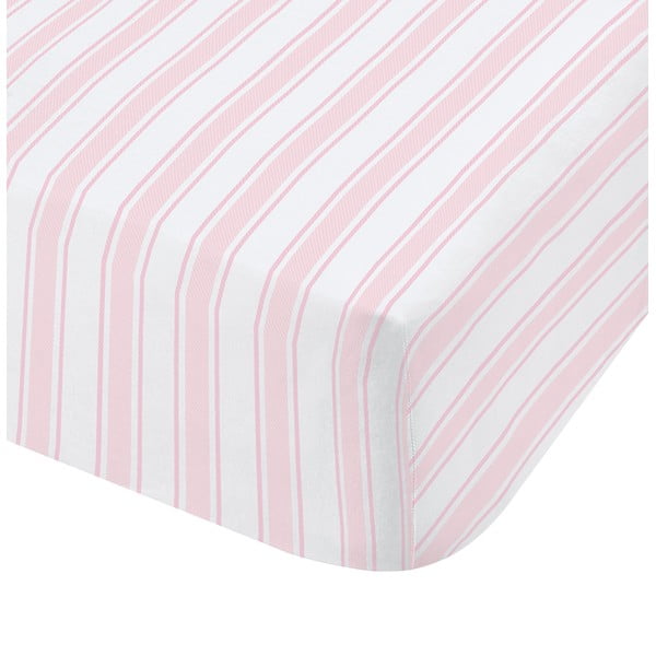 Розов и бял памучен чаршаф , 135 x 190 cm Check and Stripe - Bianca