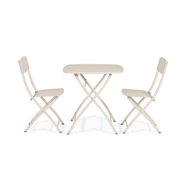 Бежов стоманен градински комплект за хранене за 2 Yvonne – Bizzotto