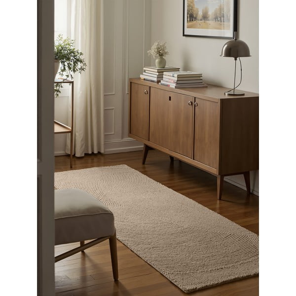 Бежова ръчно изработена вълнена пътека 80x200 cm Eleni Light Beige – Hanse Home-image-1