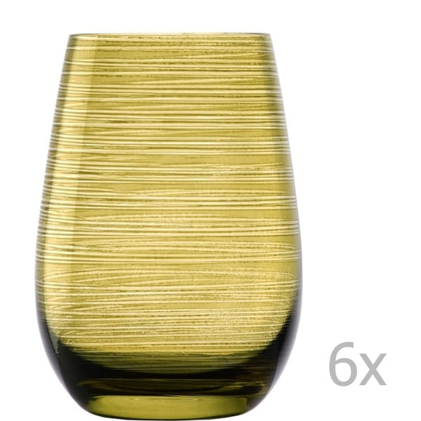 Sada 6 olivově zelených sklenic Stölzle Lausitz Twister, 465 ml