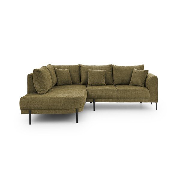 Зелен шенилов ъглов диван (ляв ъгъл/L форма) Mauris  – Ropez