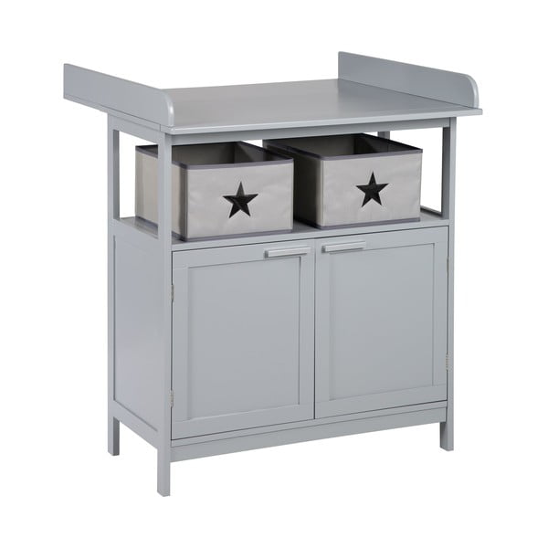 Сив детски скрин с маса за преповиване 87x100x75 cm Hamburg – Roba