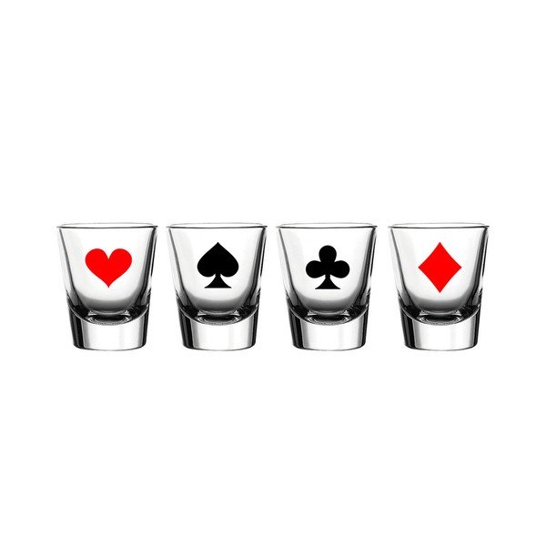 Sada 4 sklenic Vivas Shot Playing Card Symbol, 60 ml