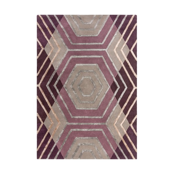 Лилав вълнен килим , 120 x 170 cm Harlow - Flair Rugs