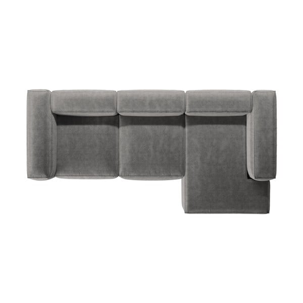 Светлосив ъглов диван от рипсено кадифе (десен ъгъл) Bergamo – Cosmopolitan Design-image-3