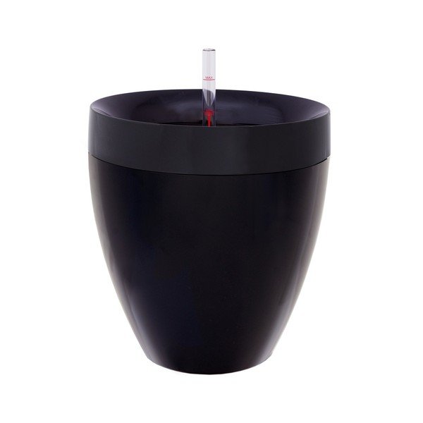 Černý samozavlažovací květináč Plastia Calimera A2, ø 35 cm