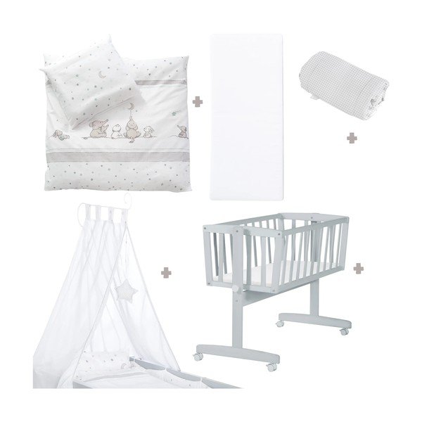 Сива люлка на колела с балдахин 40x90 cm Strenenzauber - Roba-image-2