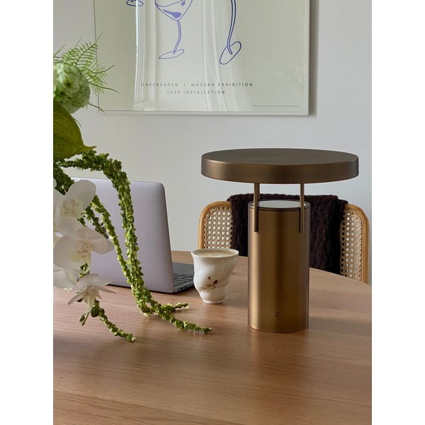 LED затъмняваща се настолна лампа в бронзов цвят с метален абажур (височина 28 cm) BringMe – Hübsch-image-1