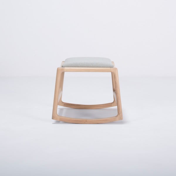 Отоман с конструкция от дъбово дърво и седалка от синьо-сив текстил Dedo - Gazzda-image-1