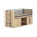 Повдигнато детско легло с място за съхранение и включена подматрачна рамка в естествен цвят 90x200 cm Sam – Vipack
