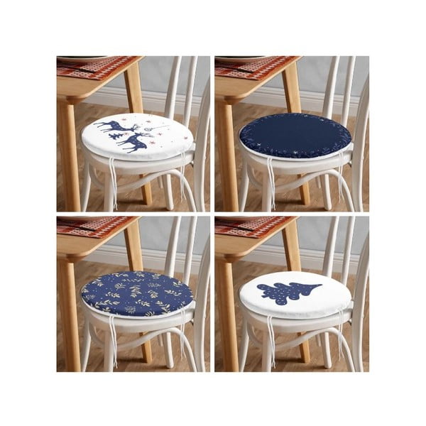 Възглавници за сядане в комплект от 4 бр. с коледни мотиви ø 40 cm Blue Christmas – Mila Home-image-4