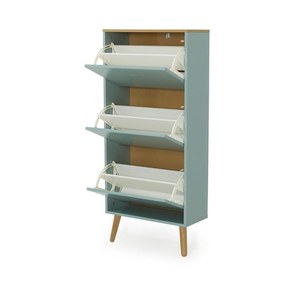 Зелена етажерка за обувки с крака от дъбово дърво с 3 копчета Dot - Tenzo-image-3