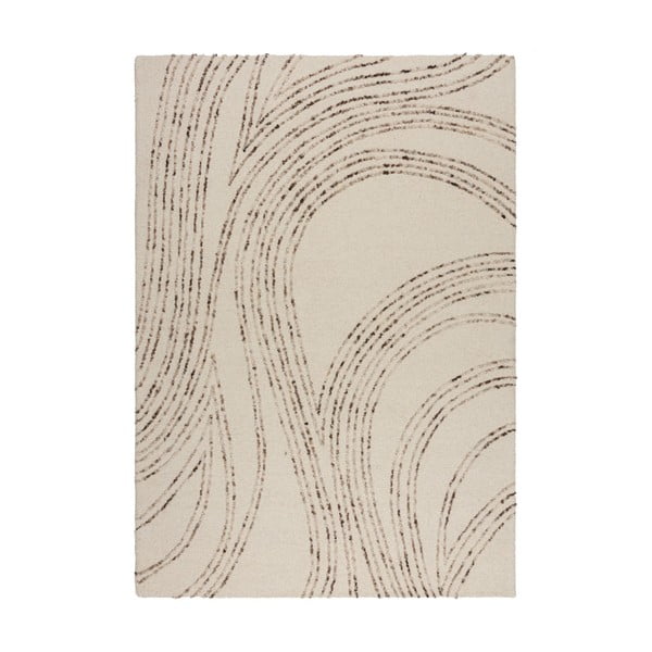 Кафяво-кремав вълнен килим 200x290 cm Abstract Swirl – Flair Rugs