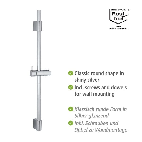 Стенна пръчка за душ от неръждаема стомана в блестящо сребристо 70 см Classic - Wenko-image-2