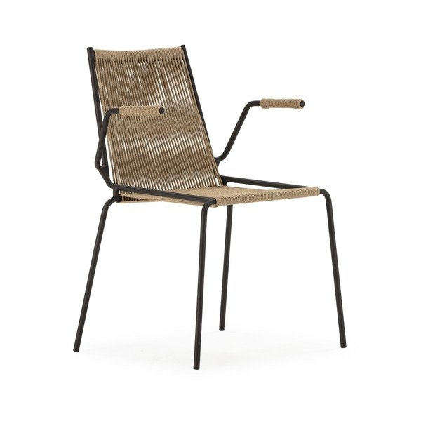 Бежови метални трапезни столове в комплект с подлакътници/за подреждане 2 бр. Emily – Marckeric