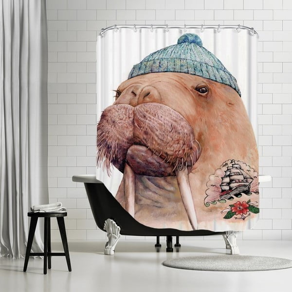 Koupelnový závěs Tattooed Walrus, 180x180 cm