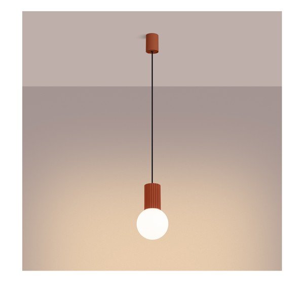 Оранжево висящо осветително тяло със стъклен абажур ø 12 cm Orbital – Sollux-image-3