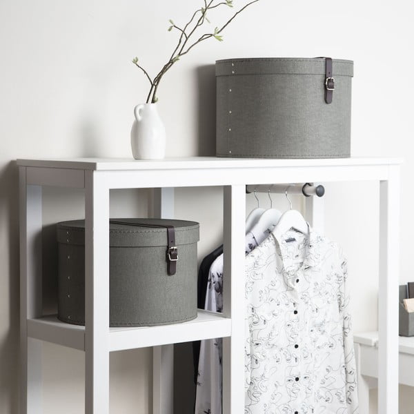 Сиви картонени кутии за съхранение в комплект 2 бр. с капаци ø 37,5x25,5 cm Rut Canvas Paper Laminate – Bigso-image-1