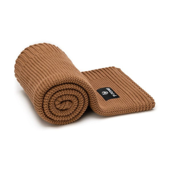 Кафяво плетено бебешко одеяло със съдържание на памук , 80 x 100 cm Autumn waves - T-TOMI