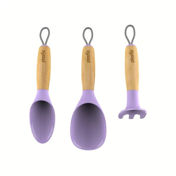 Комплект от 3 части с лилави градински инструменти - Plastia