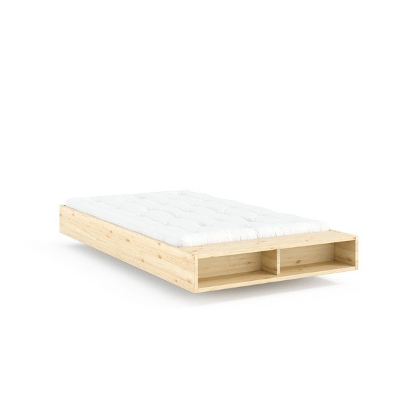 Единично легло 120x200 cm от масивен бор без табла с включена подматрачна рамка в естествен цвят Merge – Karup-image-3