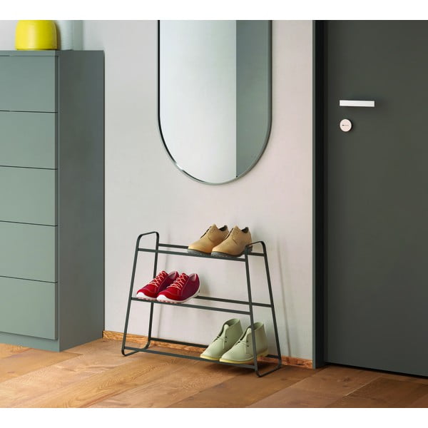 Черен триетажен шкаф за обувки Derby - Metaltex-image-1