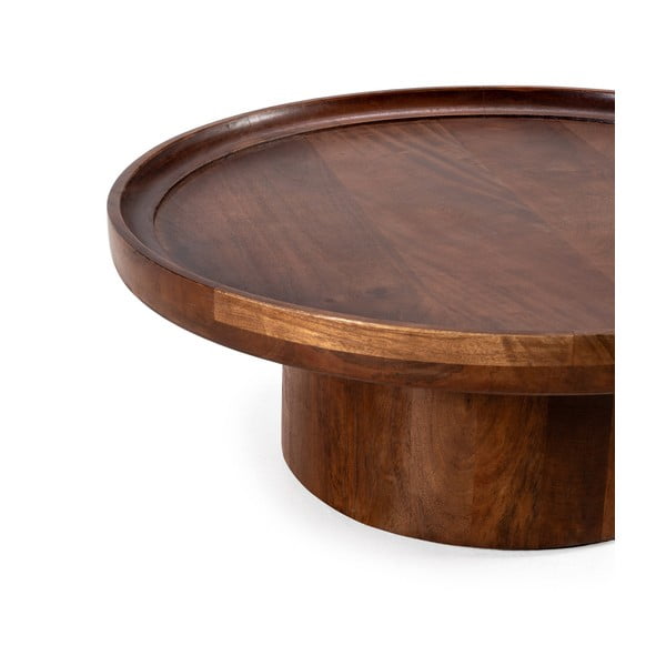 Тъмнокафява кръгла масичка за кафе от масивно манго 80x80 cm Giselle – MOME-image-2