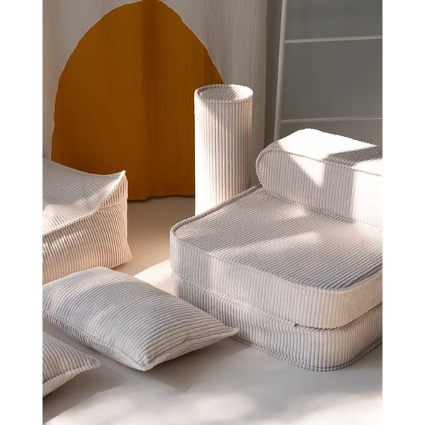 Кремава детска възглавница за диван от рипсено кадифе Roll – Wigiwama-image-1