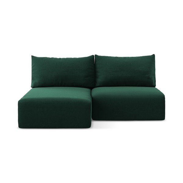 Тъмнозелен кадифен сгъваем/с място за съхранение ъглов диван (ляв ъгъл) Kalena – Makamii