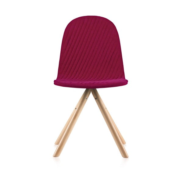 Růžová židle s přírodními nohami Iker Mannequin Stripe