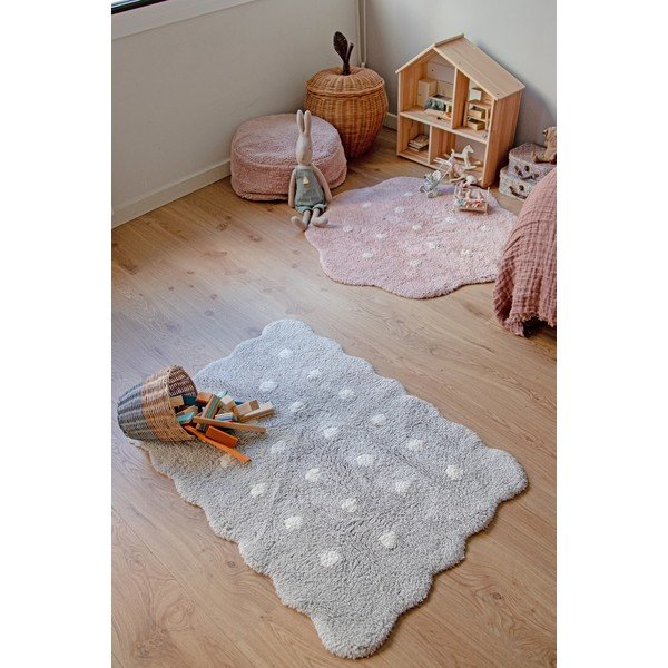 Сив ръчно изработен памучен детски килим подходящ за пране 70x100 cm Mini Biscuit Pearl Grey – Lorena Canals-image-4