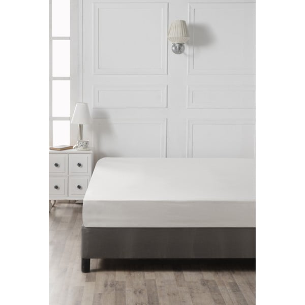 Бял чаршаф от еластичен памук 160x200 cm - Mijolnir-image-2