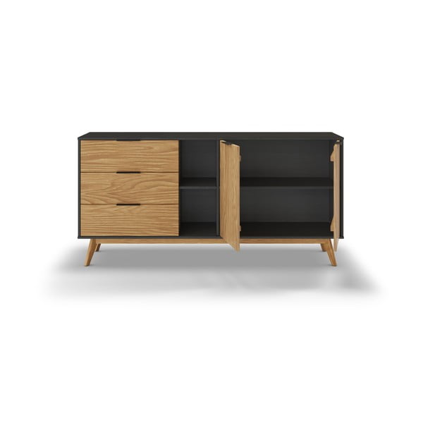 Нисък скрин от черен/естествен бор 165x80 cm Lavis - Marckeric-image-4