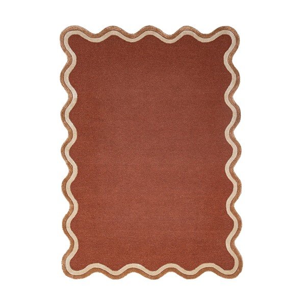 Теракотен ръчно изработен килим със смес от вълна 200x290 cm Rivo Wool – Flair Rugs