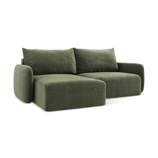 Зелен разтегателен ъглов диван с място за съхранение (ляв ъгъл) Kalena – Makamii-image-1