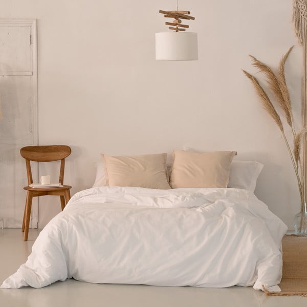 Бяла памучна завивка за двойно легло 200x200 cm Basic - Happy Friday