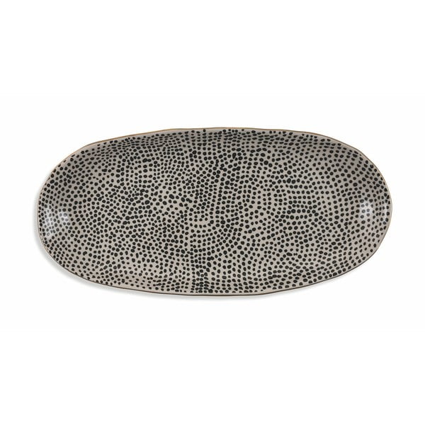 Черна овална керамична чиния Villa d'Este Masai, дължина 39 cm - Villa d'Este