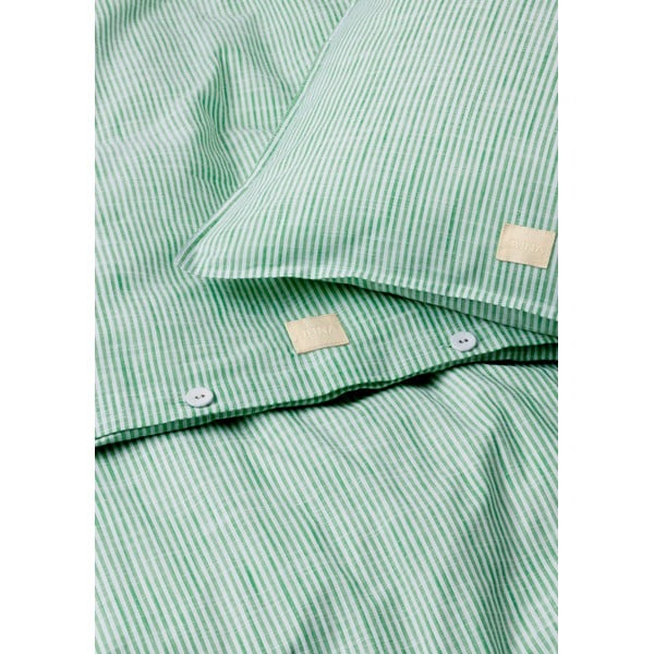 Бяло и зелено спално бельо от органичен памук за двойно легло 200x220 cm Monochrome Lines - JUNA-image-2