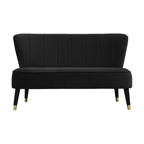 Черен диван със златни детайли Lagos Френско кадифе - JohnsonStyle