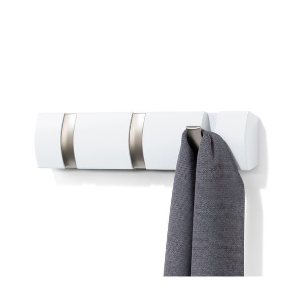 Бяла стенна закачалка от тополово дърво Flip - Umbra-image-3