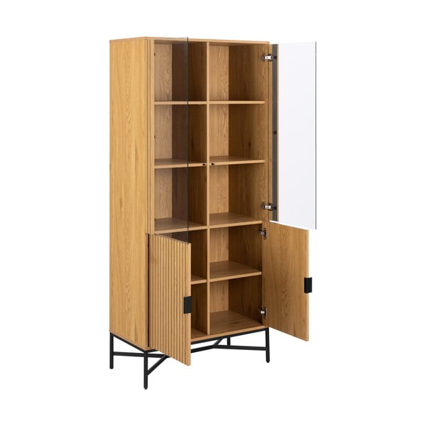 Витрина от дъбов декор  в естествен цвят 80x180x40 cm Jaipur – Actona-image-3